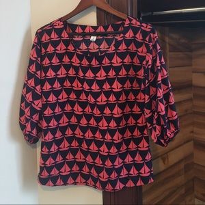 Nautical navy and pink top